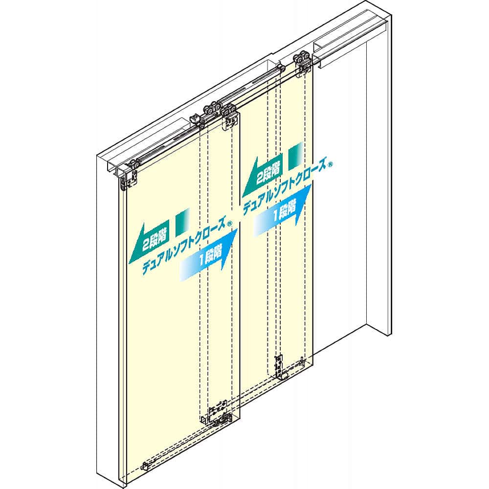上吊式引戸 FD35EV デュアルソフトクローザー仕様/2枚連動引戸/上ローラー木口掘込 【スガツネ工業】