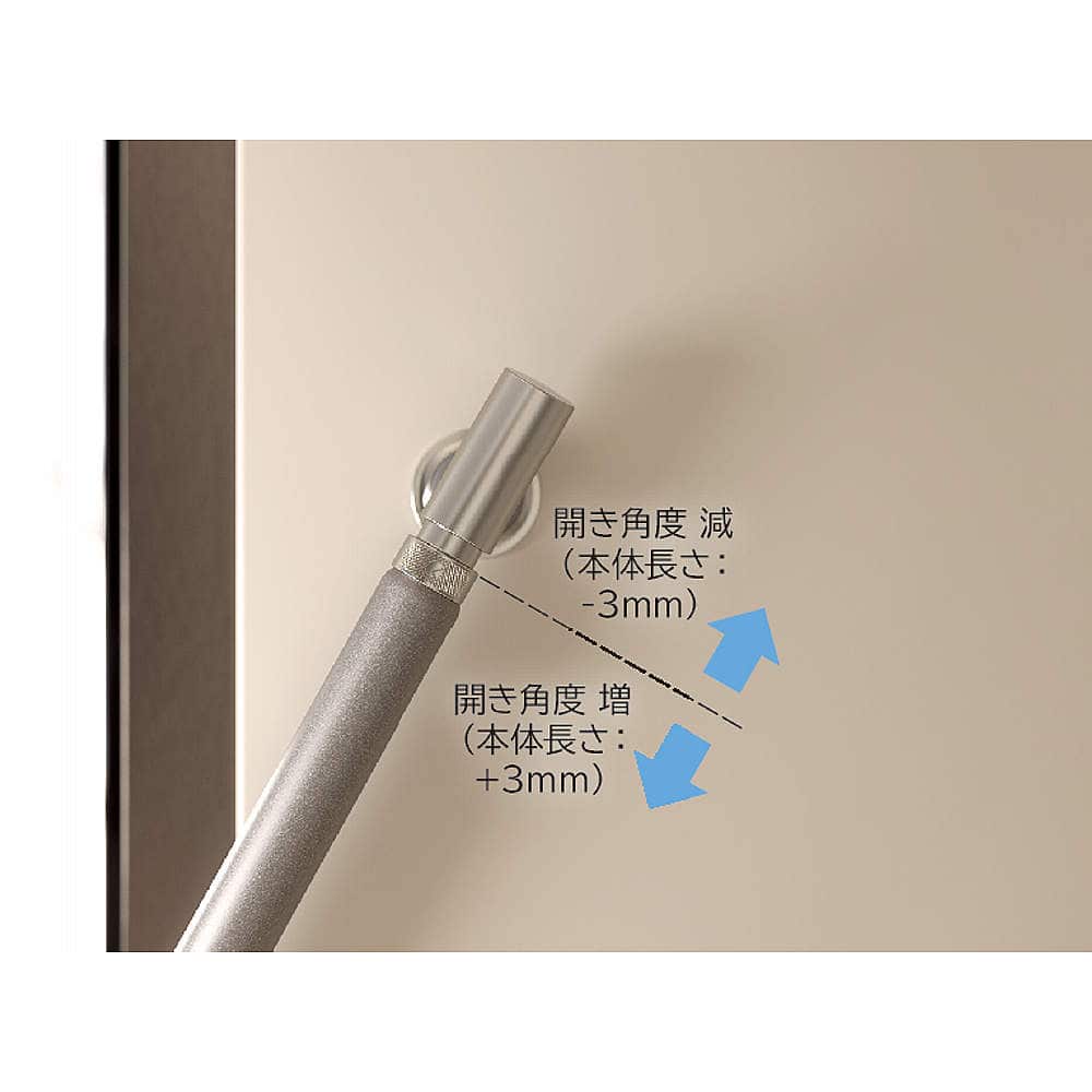 開き角度調整ねじを回すことで、角度を調整できます。 オイルダンパー IT482-02型 スリムタイプ