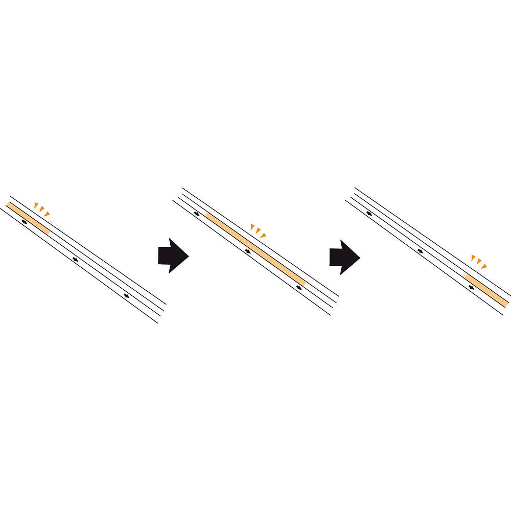 光が流れる動的な照明演出が可能です LEDテープライト LED-D-TAPE-COB-RUN型 光が流れる/調色可能/ドットレス LEDカスタムバーライト 調光調色タイプ