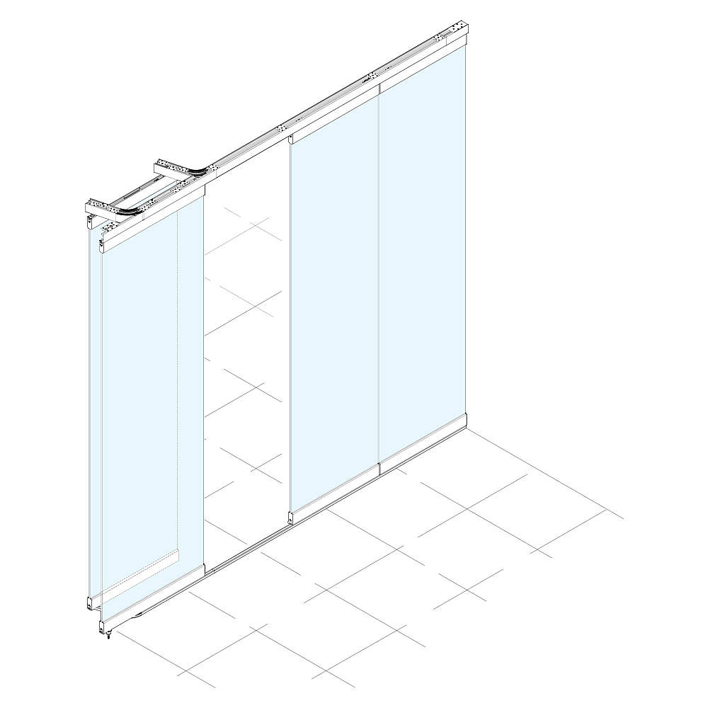 パラレル収納仕様 フラット移動間仕切り収納引戸 アペルト 60/GL 90°収納仕様、パラレル収納仕様 ハワ スライディング ソリューションズ