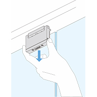 【非常開放の方法】<br>[1]本体のレバーを下に引く。 ガラスドア用戸当りマグネットキャッチ HT-MSG72-ER型 非常開放機能付 